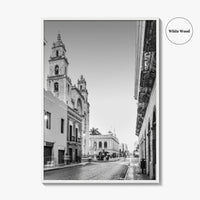 Merida Black and White Fine Art Photo Print, Mexico Cathedral Yucatan Poster