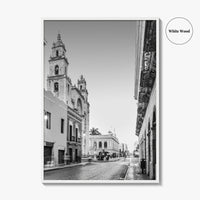 Merida Black and White Fine Art Photo Print, Mexico Cathedral Yucatan Poster