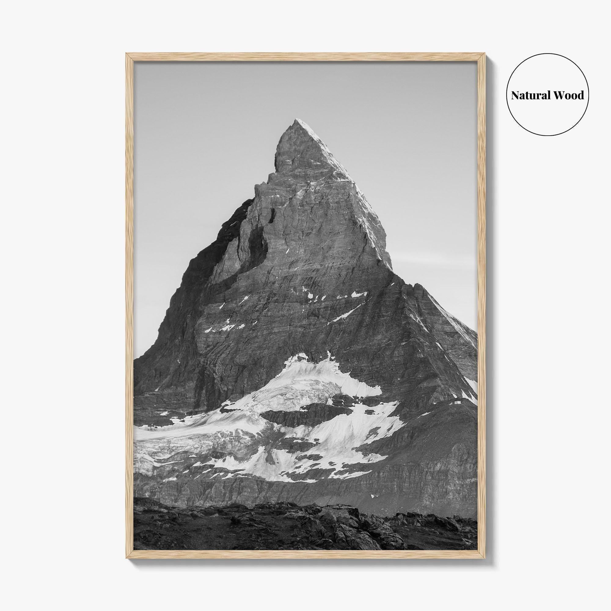Matterhorn Black and White Fine Art Photo Print, Zermatt, Swiss Alps, Switzerland Wall Poster
