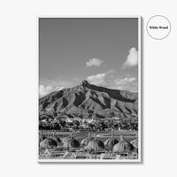 Marbella Black and White Fine Art Photo Print, Mountain View Panoramic, Malaga Spain Poster