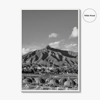 Marbella Black and White Fine Art Photo Print, Mountain View Panoramic, Malaga Spain Poster
