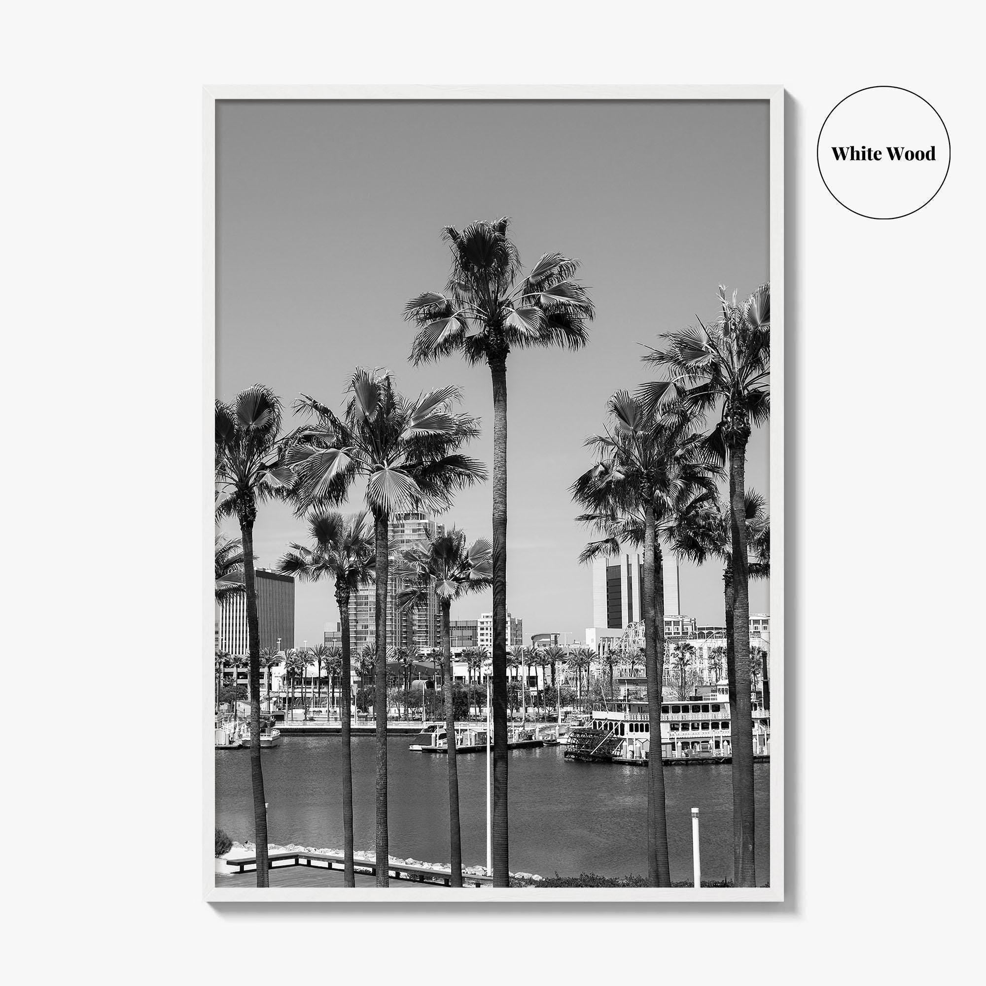 Long Beach Skyline Black and White Fine Art Photo Print, California Poster
