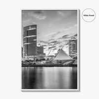 Milwaukee Skyline Black and White Fine Art Photo Print, Wisconsin, Lake Michigan Poster