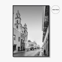 Merida Black and White Fine Art Photo Print, Mexico Cathedral Yucatan Poster
