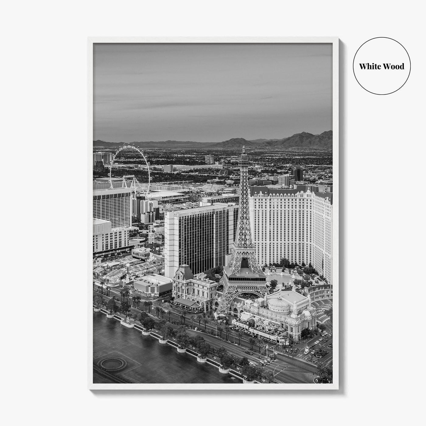 Las Vegas Skyline Black and White Fine Art Photo Print, Strip Nevada Poster
