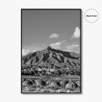 Marbella Black and White Fine Art Photo Print, Mountain View Panoramic, Malaga Spain Poster