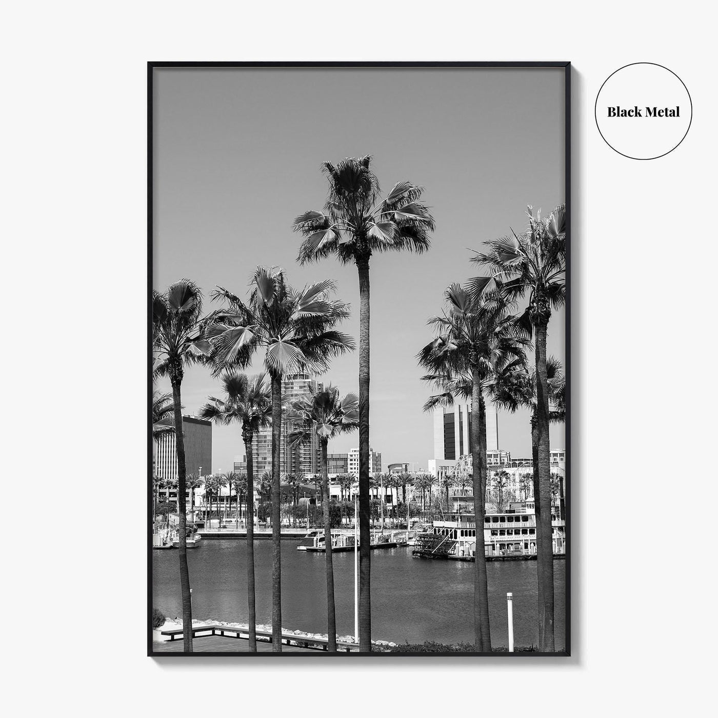 Long Beach Skyline Black and White Fine Art Photo Print, California Poster