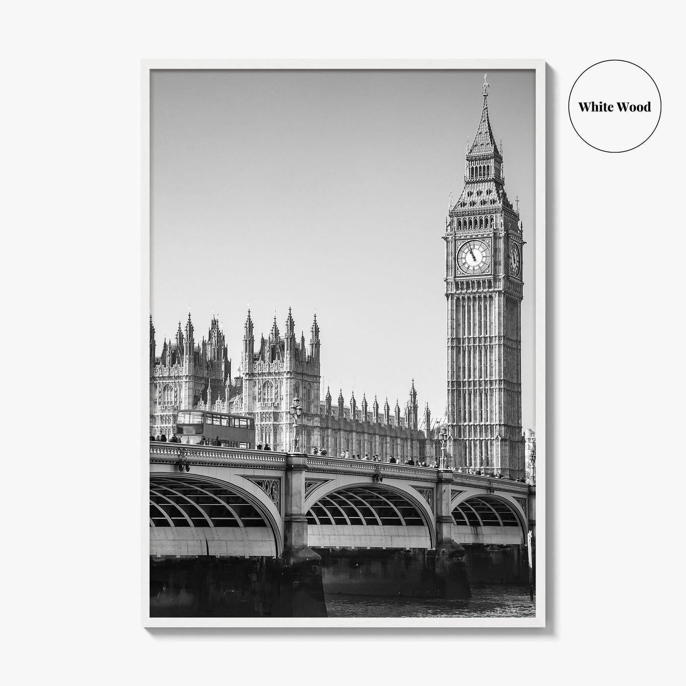 London Black and White Fine Art Photo Print, Big Ben Westminster Bridge England Poster