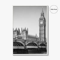 London Black and White Fine Art Photo Print, Big Ben Westminster Bridge England Poster