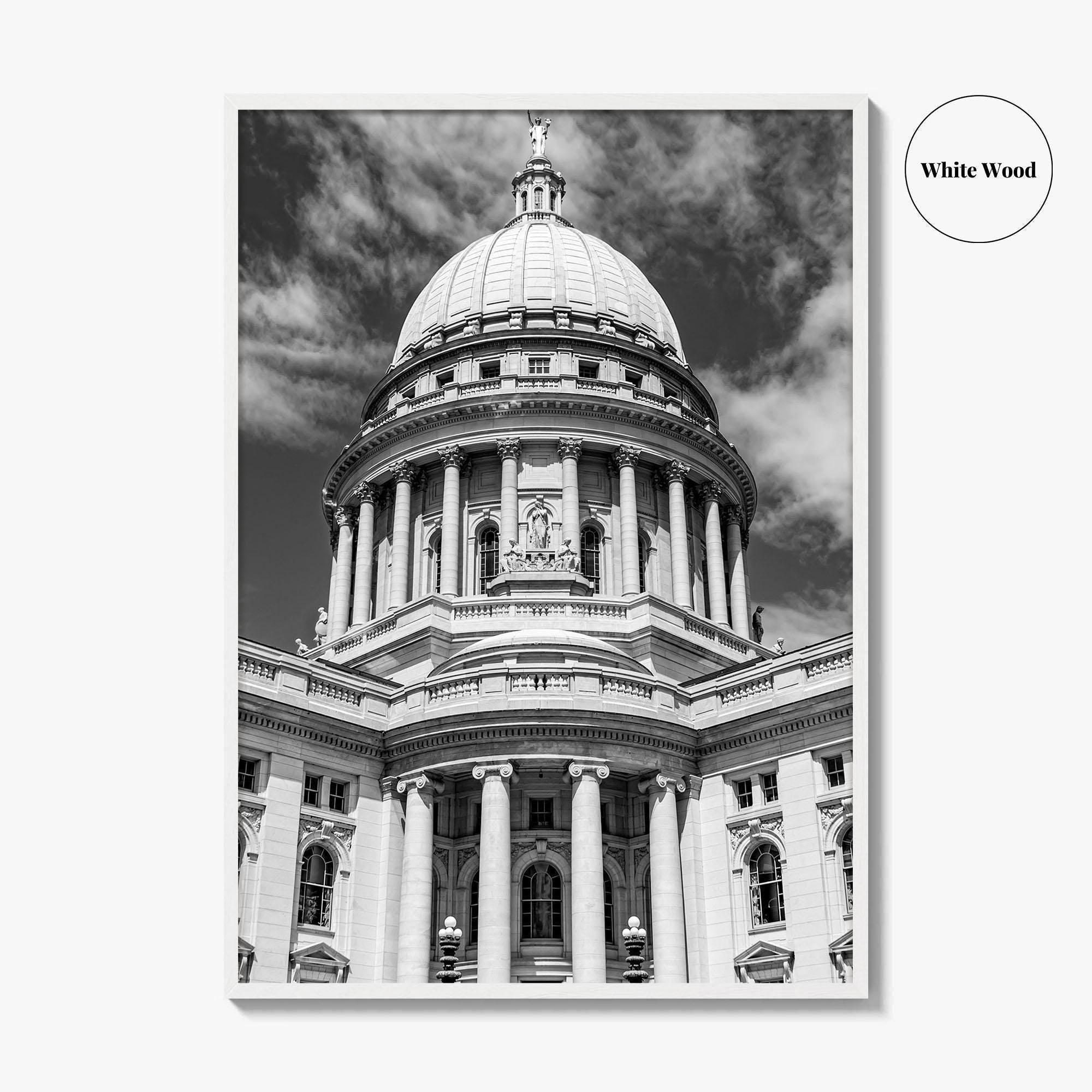 Madison Black and White Fine Art Photo Print, Wisconsin Capitol Building, Wisconsin Poster