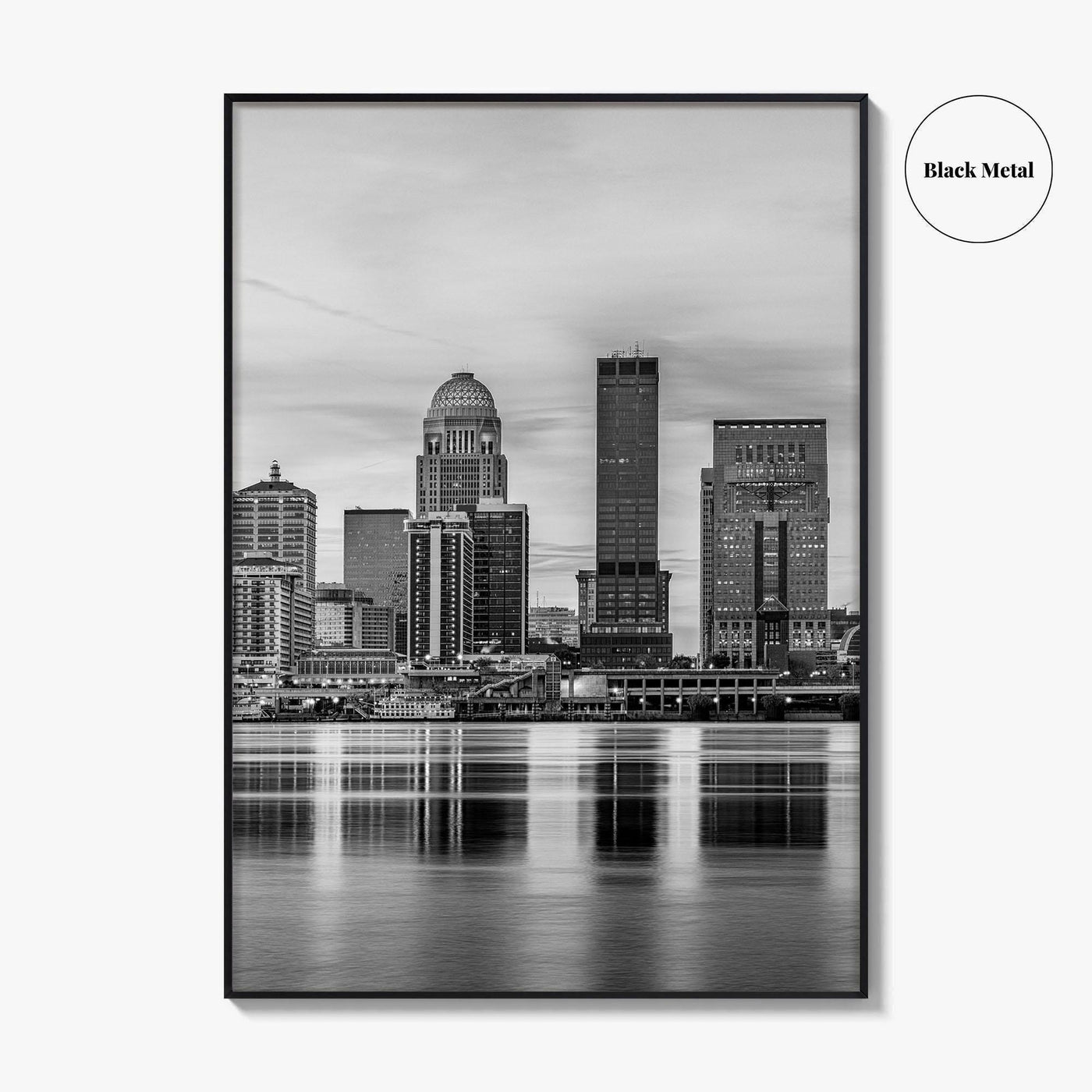 Louisville Skyline Black and White Fine Art Photo Print, Kentucky, USA, Wall Decor Poster