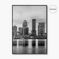 Louisville Skyline Black and White Fine Art Photo Print, Kentucky, USA, Wall Decor Poster