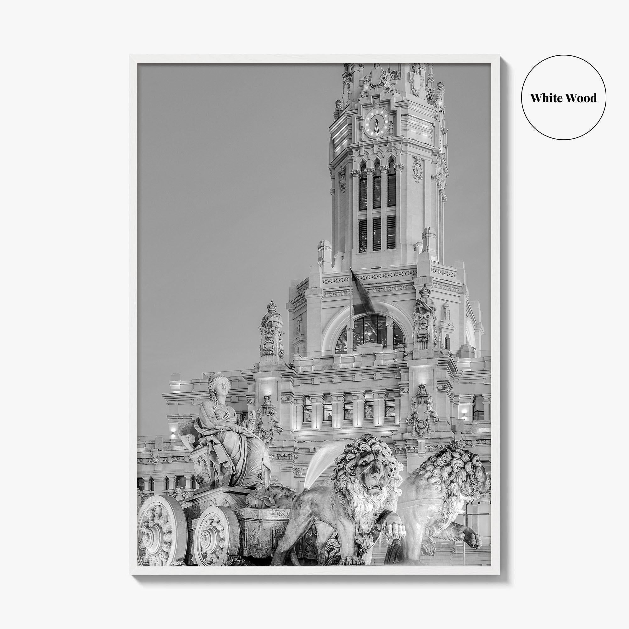 Madrid Black and White Fine Art Photo Print, Cibeles Fountain, Spain Poster, Wall Decor