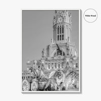 Madrid Black and White Fine Art Photo Print, Cibeles Fountain, Spain Poster, Wall Decor