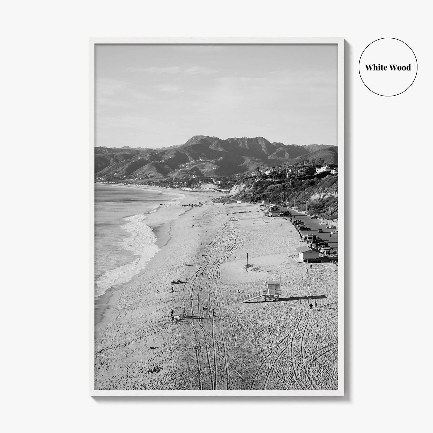 Malibu Black and White Fine Art Photo Print, Zuma Beach, Aerial, California, Wall Decor