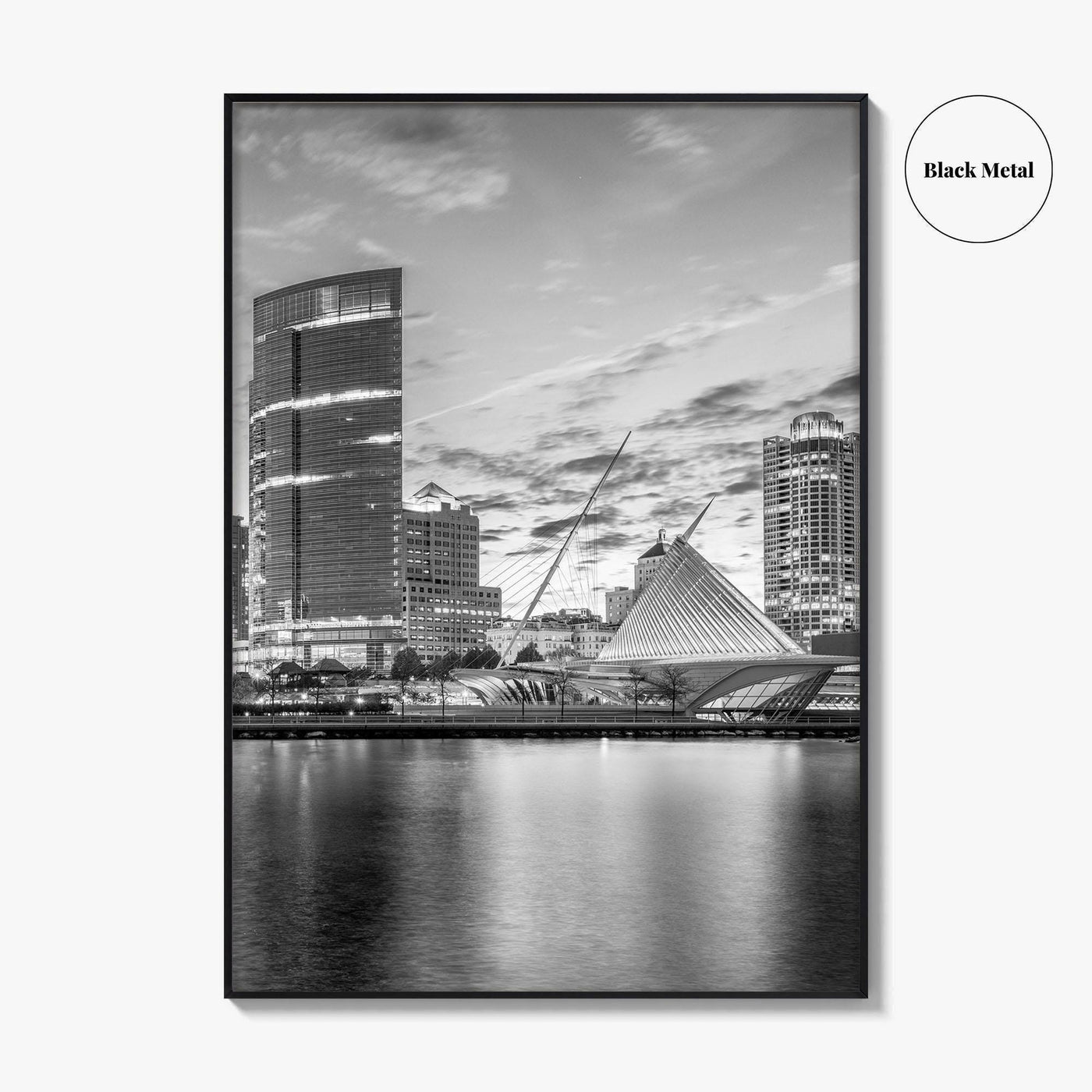 Milwaukee Skyline Black and White Fine Art Photo Print, Wisconsin, Lake Michigan Poster