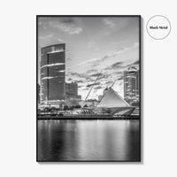 Milwaukee Skyline Black and White Fine Art Photo Print, Wisconsin, Lake Michigan Poster