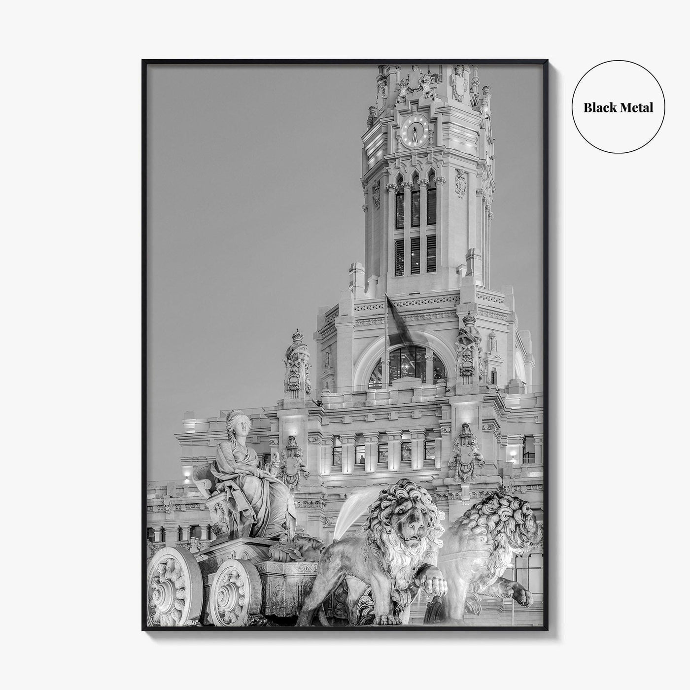 Madrid Black and White Fine Art Photo Print, Cibeles Fountain, Spain Poster, Wall Decor
