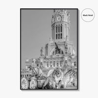 Madrid Black and White Fine Art Photo Print, Cibeles Fountain, Spain Poster, Wall Decor