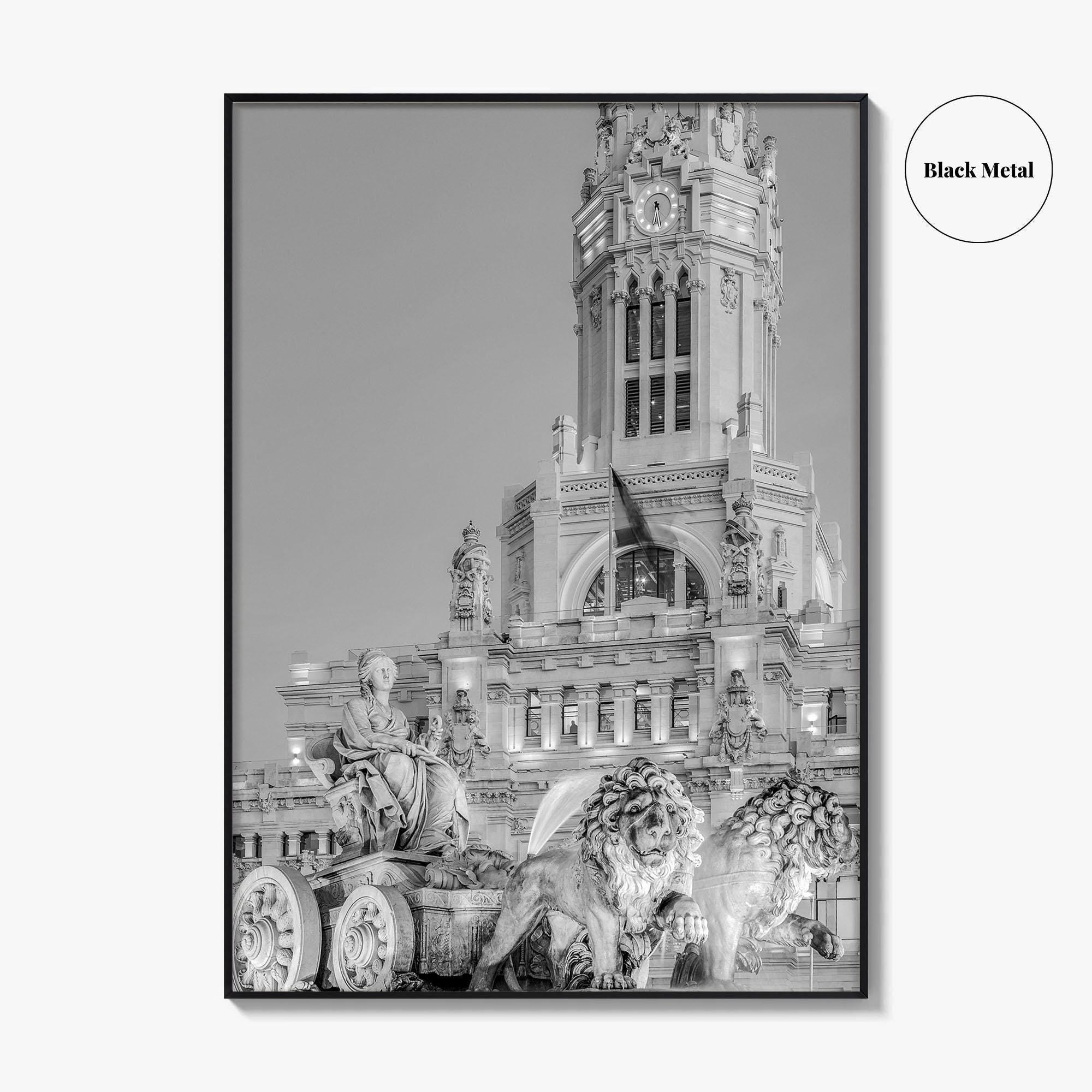 Madrid Black and White Fine Art Photo Print, Cibeles Fountain, Spain Poster, Wall Decor