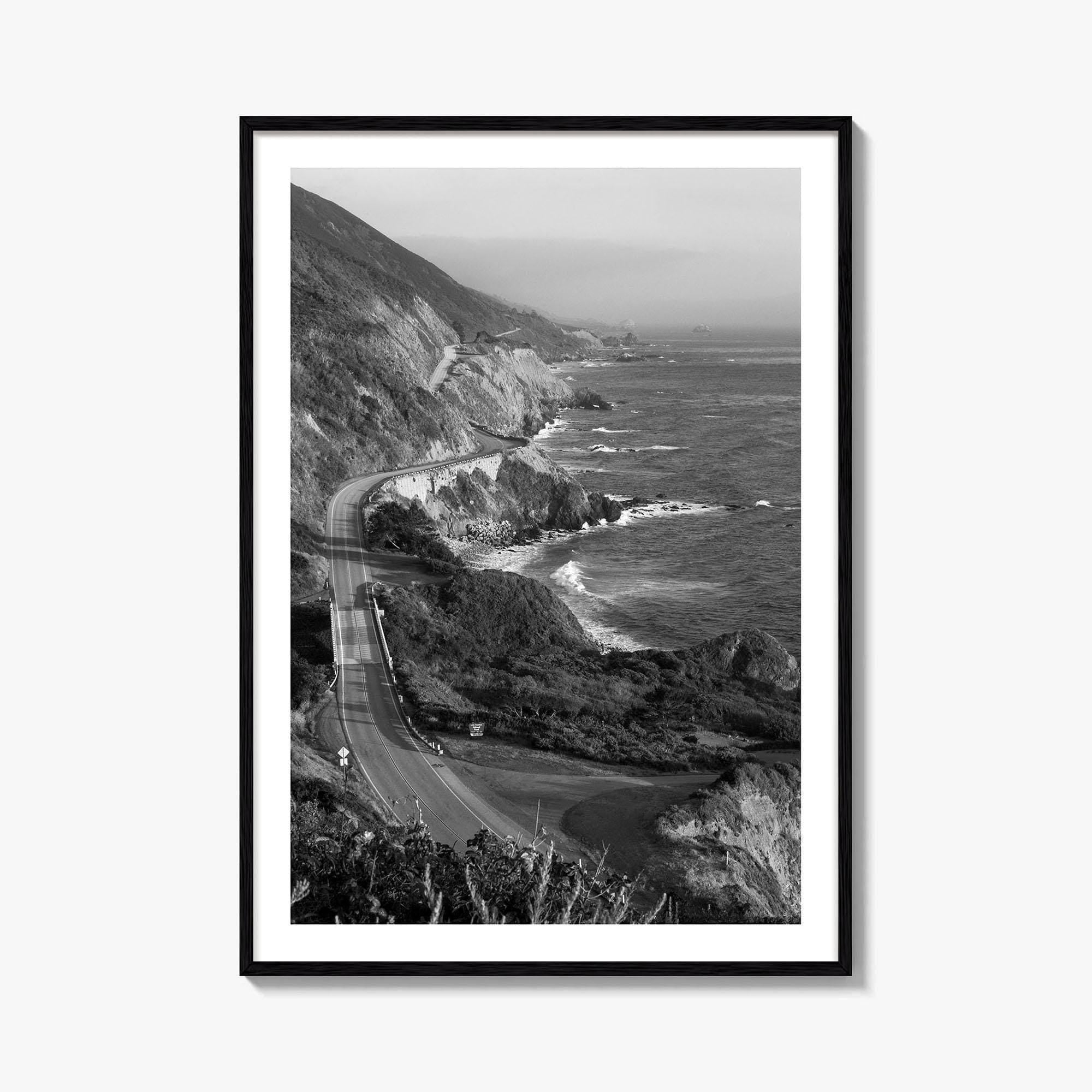 Pacific Coast Highway Black and White Fine Art Photo Print, Big Sur California Poster