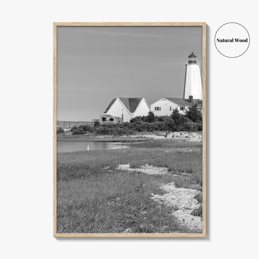 Old Saybrook Black White Fine Art Photo Print, Lynde Point Lighthouse, Connecticut USA
