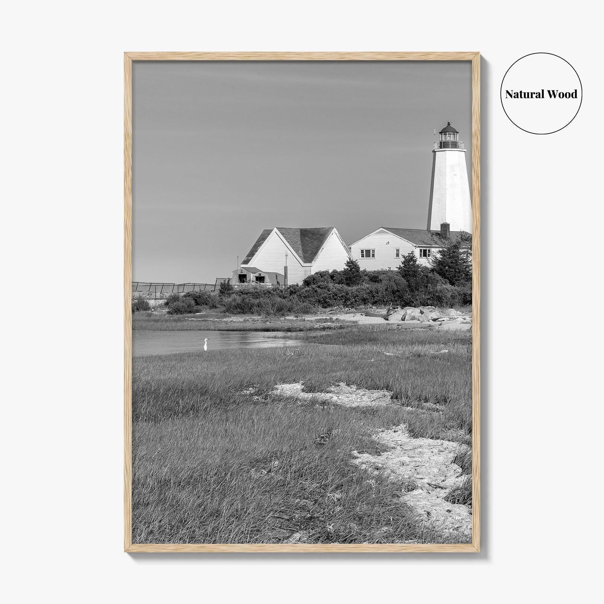Old Saybrook Black White Fine Art Photo Print, Lynde Point Lighthouse, Connecticut USA