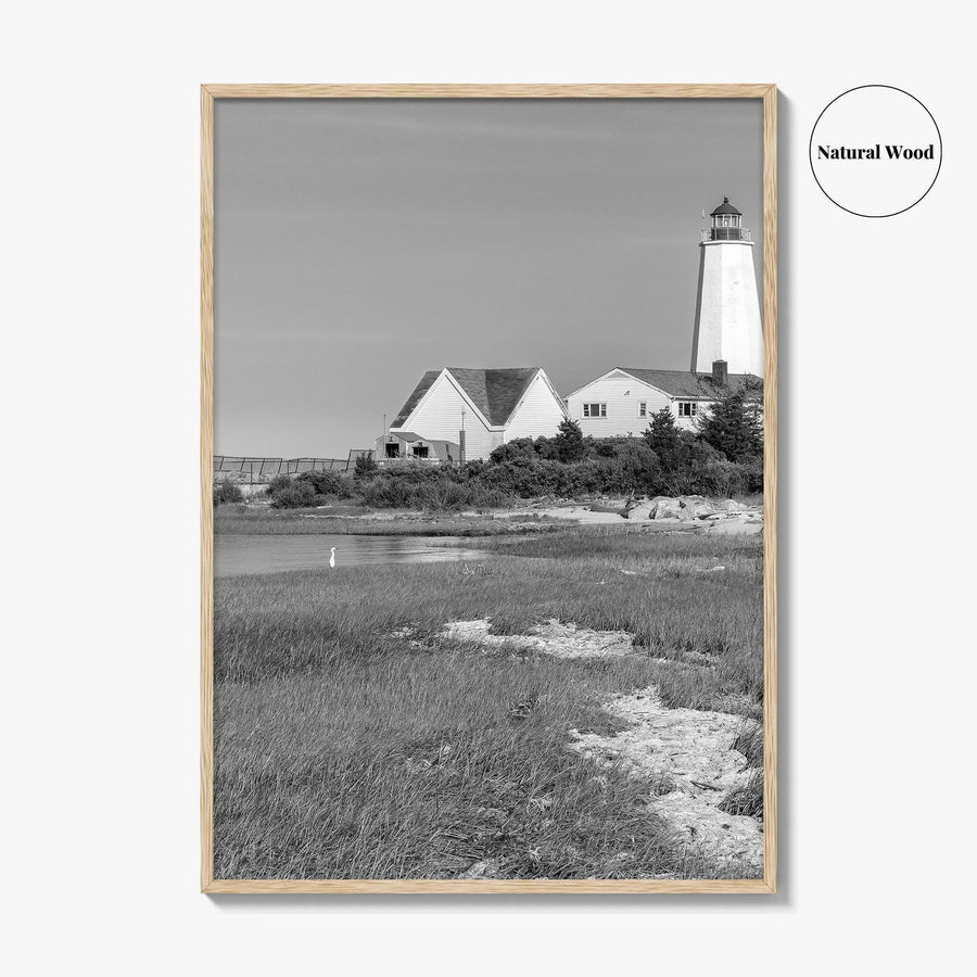 Old Saybrook Black White Fine Art Photo Print, Lynde Point Lighthouse, Connecticut USA