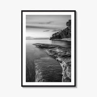 Pictured Rocks Black and White Fine Art Photo Print, Lake Superior Michigan Poster
