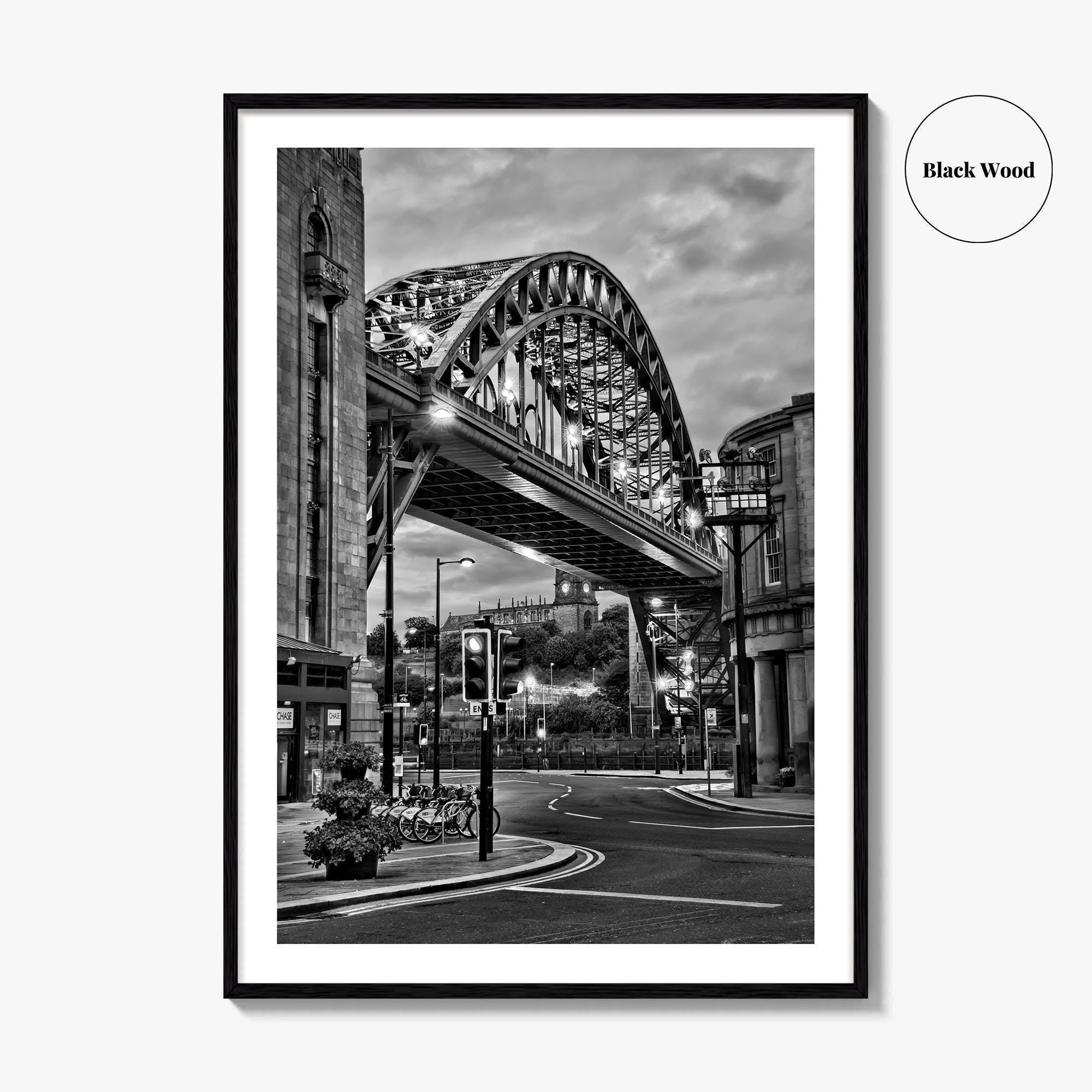 Newcastle Upon Tyne Black and White Fine Art Photo Print, Tyne Bridge England Poster