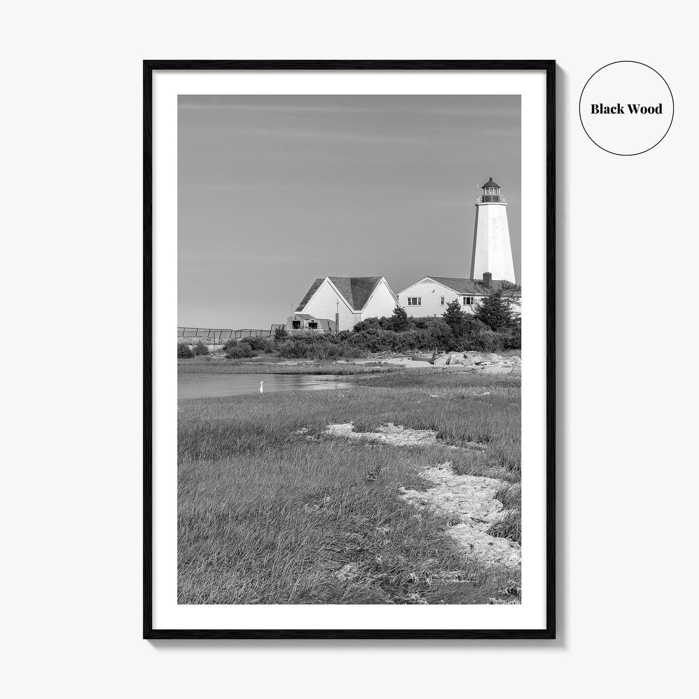 Old Saybrook Black White Fine Art Photo Print, Lynde Point Lighthouse, Connecticut USA