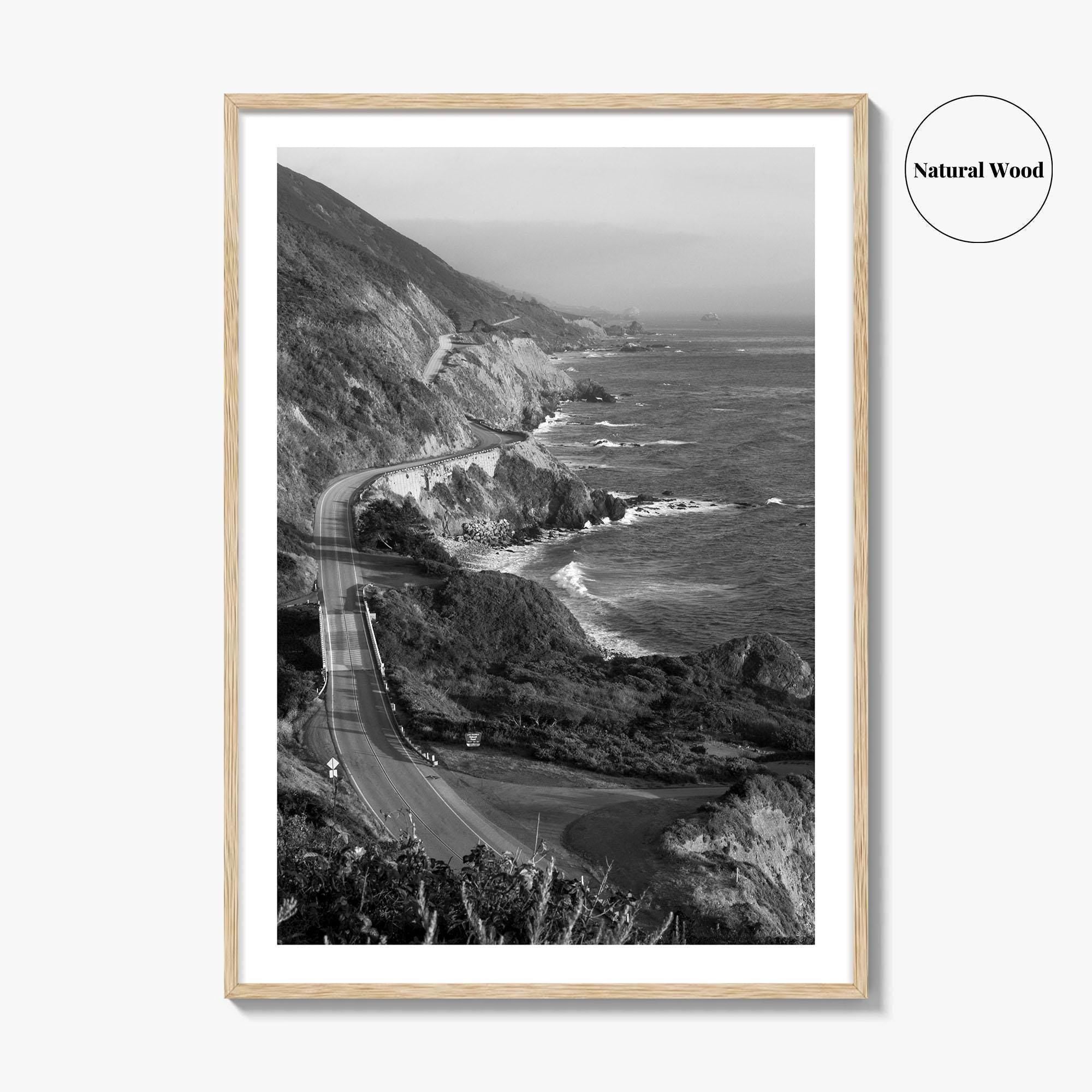 Pacific Coast Highway Black and White Fine Art Photo Print, Big Sur California Poster