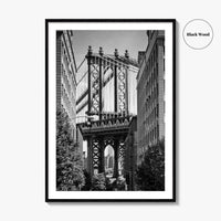 New York City Black and White Fine Art Photo Print, Manhattan Bridge, Brooklyn Poster