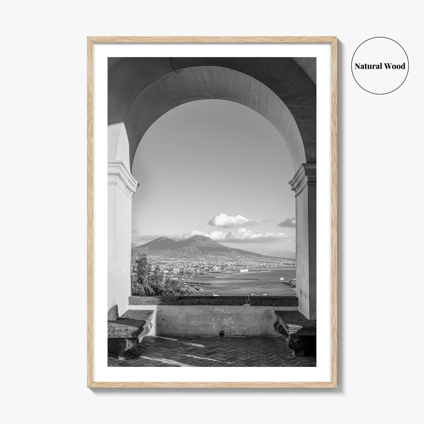 Naples Black and White Fine Art Photo Print, Mount Vesuvius, Italy Photo Poster