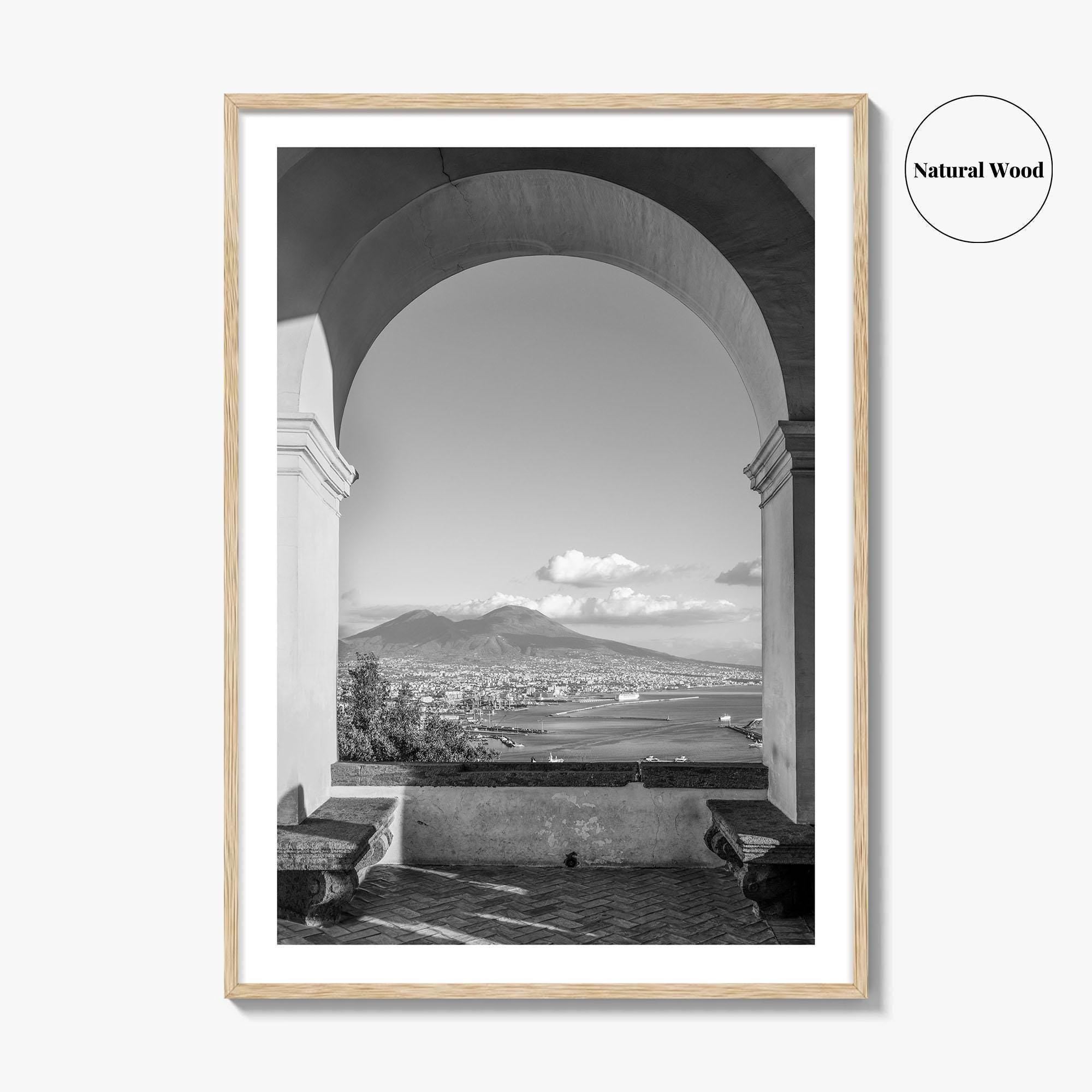 Naples Black and White Fine Art Photo Print, Mount Vesuvius, Italy Photo Poster
