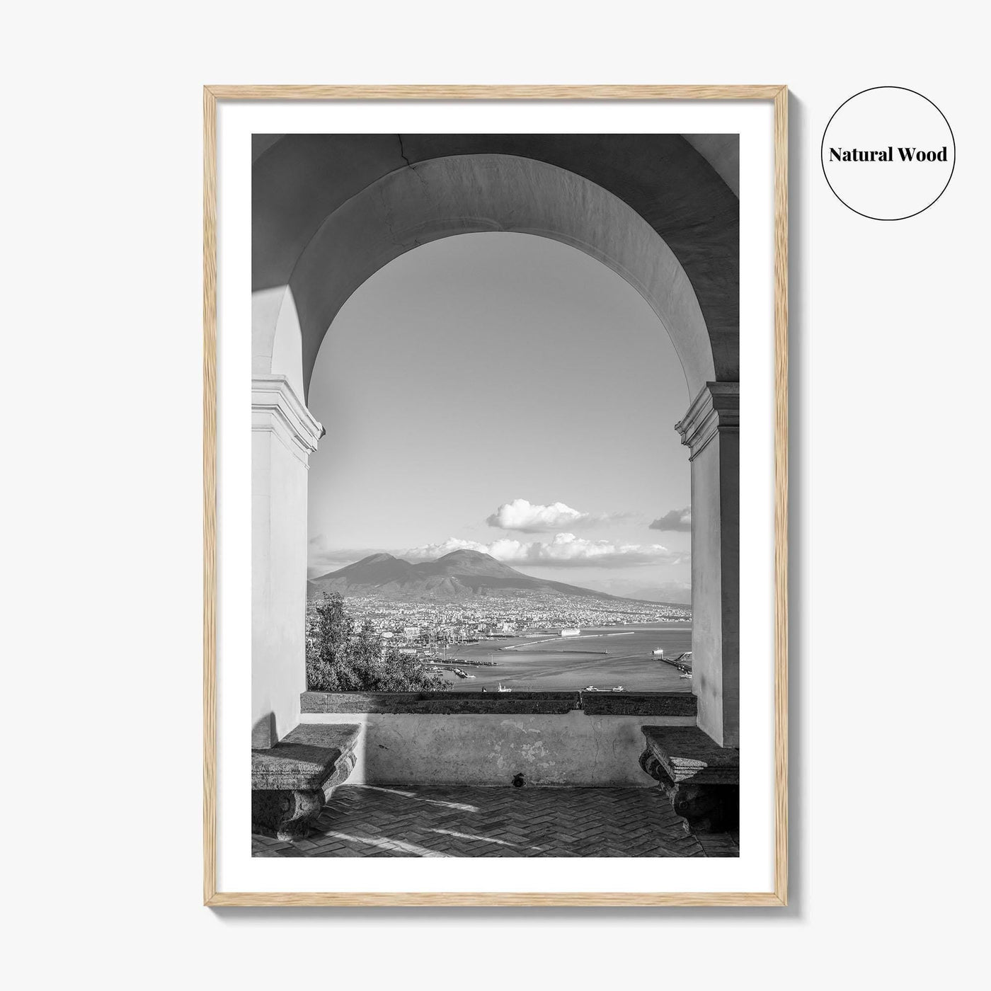 Naples Black and White Fine Art Photo Print, Mount Vesuvius, Italy Photo Poster
