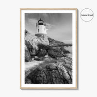 Newport Black and White Fine Art Photo Print, Castle Hill Lighthouse Rhode Island Poster