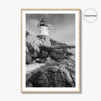 Newport Black and White Fine Art Photo Print, Castle Hill Lighthouse Rhode Island Poster