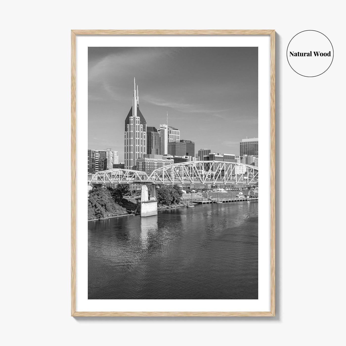Nashville Skyline Black and White Fine Art Photo Print, Tennessee Poster