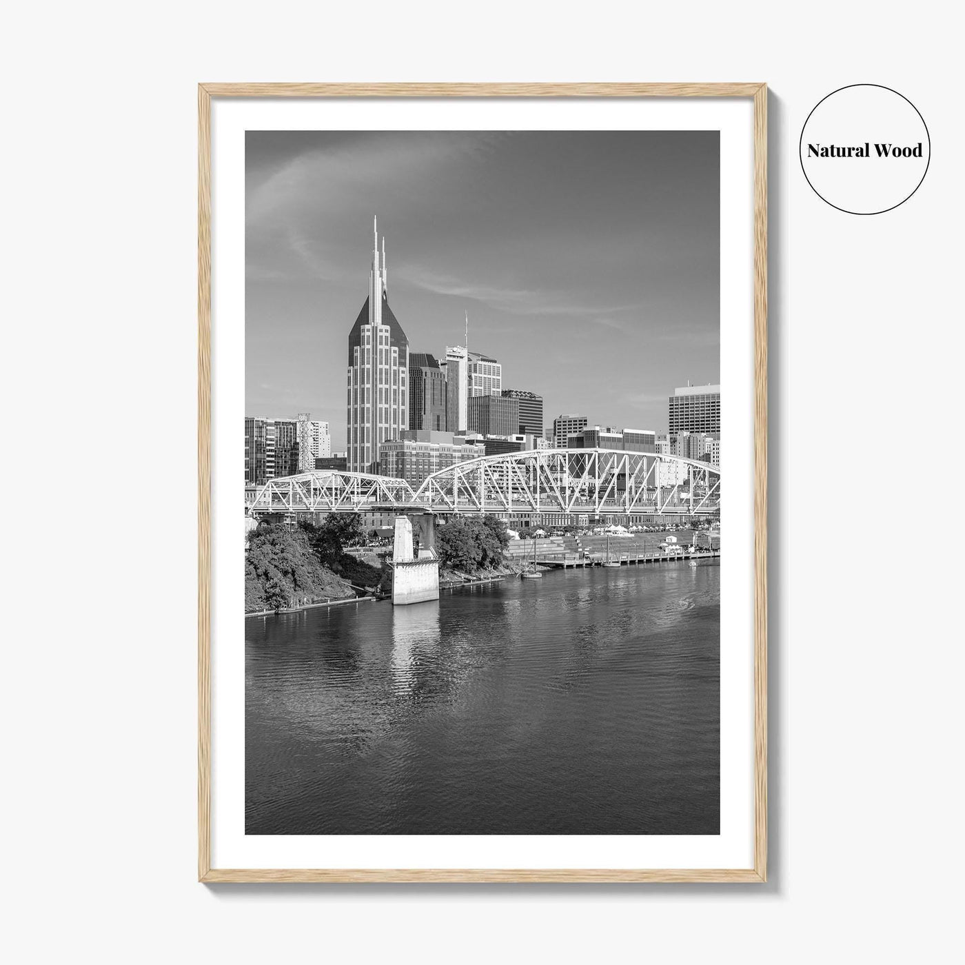 Nashville Skyline Black and White Fine Art Photo Print, Tennessee Poster