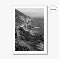 Pacific Coast Highway Black and White Fine Art Photo Print, Big Sur California Poster