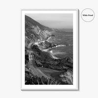 Pacific Coast Highway Black and White Fine Art Photo Print, Big Sur California Poster