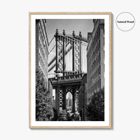 New York City Black and White Fine Art Photo Print, Manhattan Bridge, Brooklyn Poster