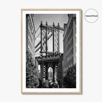 New York City Black and White Fine Art Photo Print, Manhattan Bridge, Brooklyn Poster