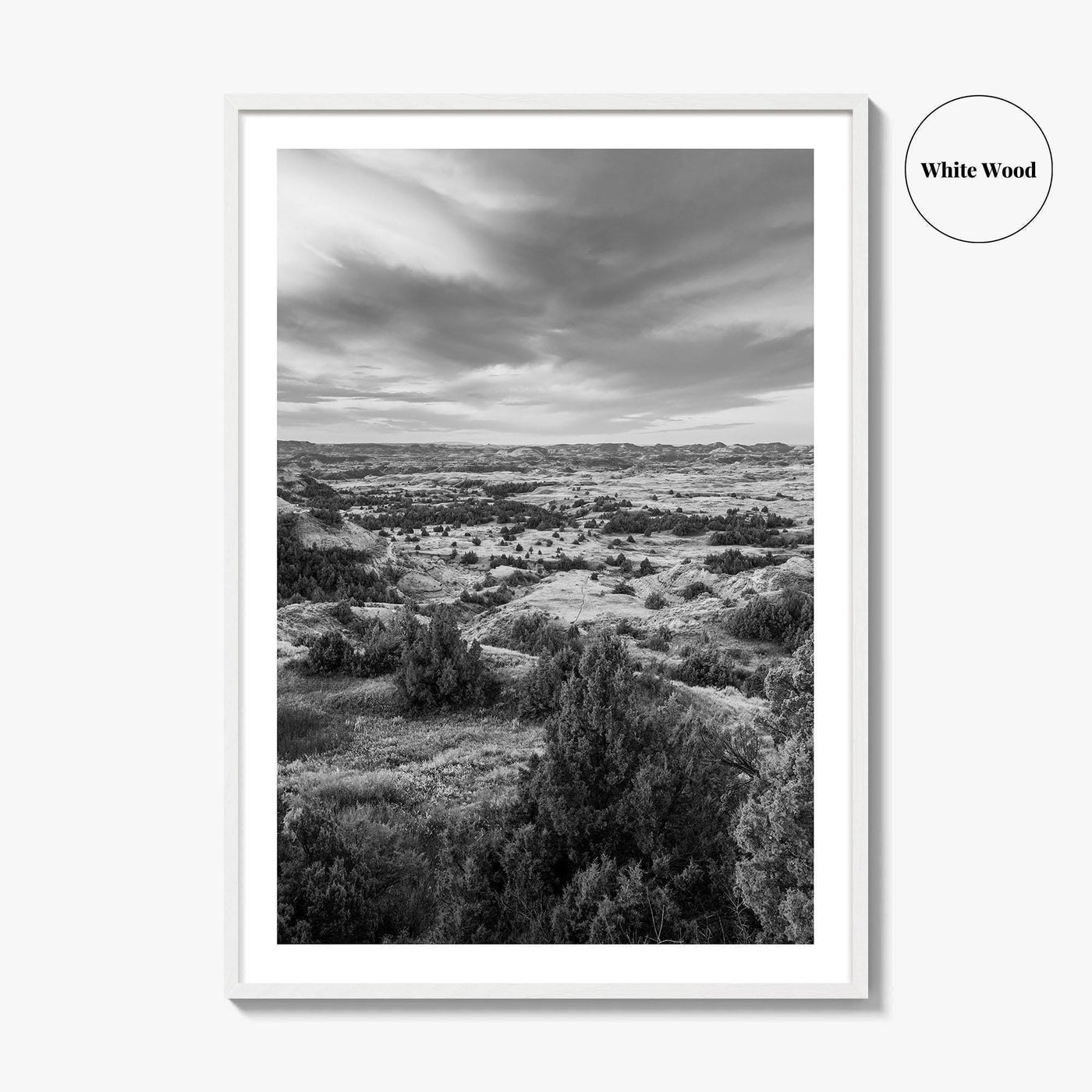 North Dakota Black and White Fine Art Photo Print, Theodore Roosevelt National Park Poster