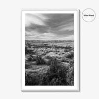 North Dakota Black and White Fine Art Photo Print, Theodore Roosevelt National Park Poster