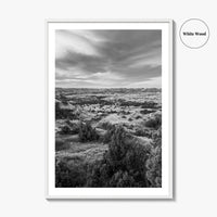 North Dakota Black and White Fine Art Photo Print, Theodore Roosevelt National Park Poster