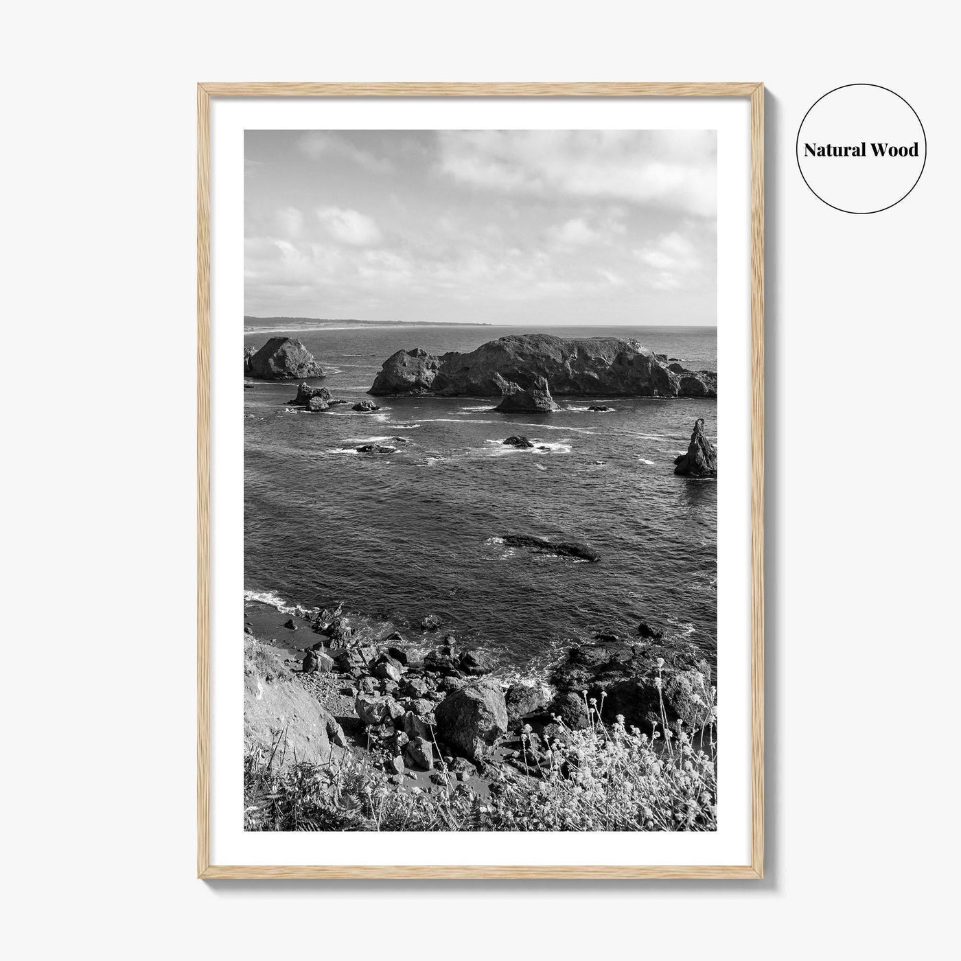 Northern California Black and White Fine Art Photo Print, Coastline Wall Decor, Coastal Poster