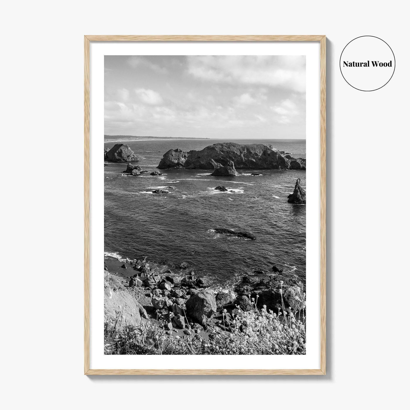 Northern California Black and White Fine Art Photo Print, Coastline Wall Decor, Coastal Poster