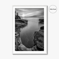 Pictured Rocks Black and White Fine Art Photo Print, Lake Superior Michigan Poster